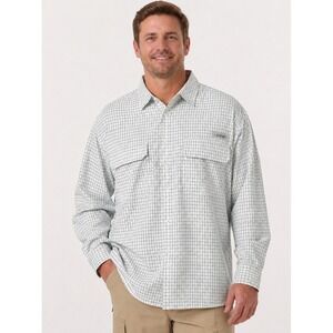 Habit Mens‎ 3XL Fishing Shirt Long Sleeve UPF 40+ Mint Leaf Check Vented Outdoor
